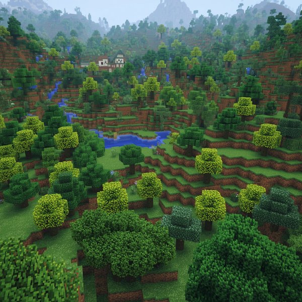 ブロックで作られた自然の風景
